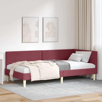 vidaXL Hoek Bed Frame Wijnrood 90 cm x 200 cm Stof en, Verzenden