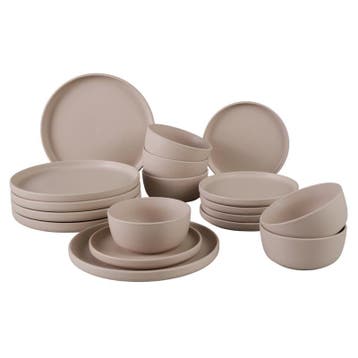 Service de table - taupe mat - 18 pièces | 6 personnes, Verzenden, Neuf