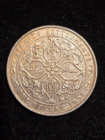 Straits Settlements. Edward VII. 1 Dollar 1907 (Zonder