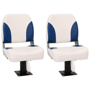 vidaXL Bootstoel 2 set inklapbaar 41x36x48 cm blauw en wit, Watersport en Boten, Verzenden, Nieuw