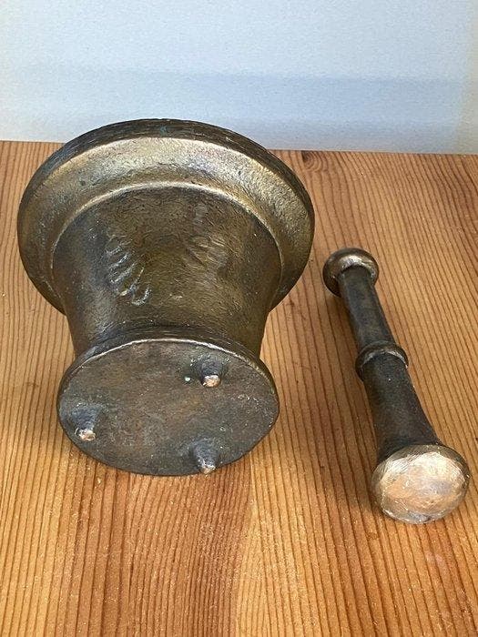 Vijzel en stamper - Messing, Antiek en Kunst, Curiosa en Brocante