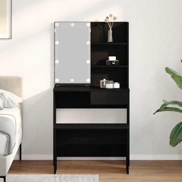 vidaXL LED Kaptafel Set met lade 2 pcs Zwart Eiken Bewerkt, Verzenden, Nieuw