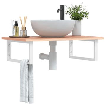 vidaXL Badkamer wandschap staal en massief eikenhout, Verzenden