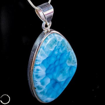 Exclusieve Larimar-hanger van 925 sterling zilver. met