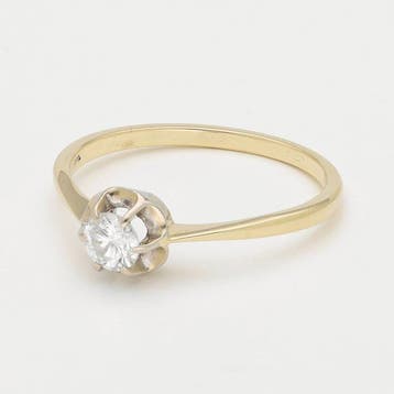 Bague - 14 carats Or jaune Diamant (Naturelle), Nieuw