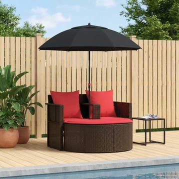 vidaXL Tuin Sofa Bruin en Rood 168 x 168 x 180 cm poly, Verzenden, Nieuw