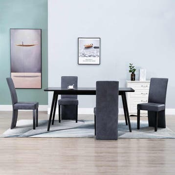 vidaXL Eetkamerstoelen 4 st kunstsuède grijs, Verzenden, Nieuw