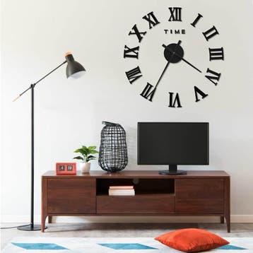 vidaXL 3D-wandklok modern XXL 100 cm zwart, Verzenden, Nieuw
