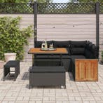 vidaXL Tuinbank Set 8 pcs Zwart Poly Riet en Poedergecoat, Verzenden