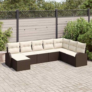 vidaXL Tuinbank Set 8 st Bruin [Synthetisch]: Poly Riet, Tuin en Terras, Verzenden, Nieuw
