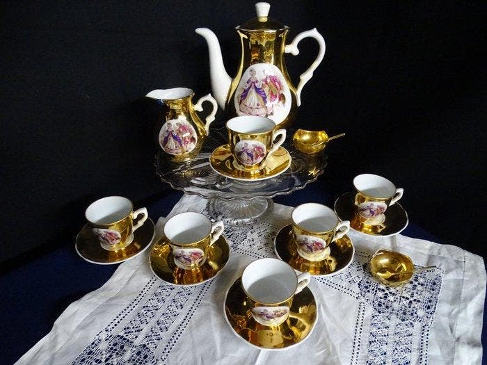 Koffieservies (14) - Porselein, Antiek en Kunst, Antiek | Meubels | Tafels