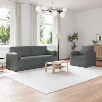 vidaXL bank / zetelstel 2 st Donkergrijs Stof, Huis en Inrichting, Verzenden, Nieuw
