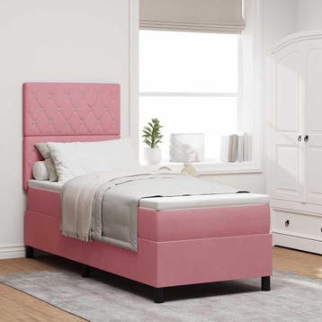 vidaXL LED Box Spring Bed met matras Roze 80 x 200 cm, Verzenden, Nieuw