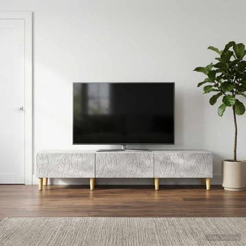 vidaXL TV Kast 147 x 34,5 x 30 cm Betongrijs Bewerkt hout, Huis en Inrichting, Verzenden, Nieuw