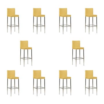 Set van 10 Leren barkrukken Break hoog - Toledo Lemon, Nieuw, Leer, Ophalen of Verzenden, 90 cm of meer