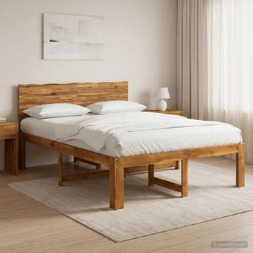 vidaXL Tweepersoonsbed met hoofdbord ROSTOCK Naturel 160 x, Huis en Inrichting, Slaapkamer | Bedden, Verzenden, Nieuw