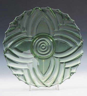 Pavillons - Schaal - Appelgroen persglas in Art Deco stijl •