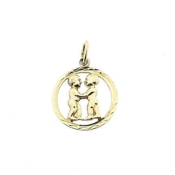 Gouden sterrenbeeld hanger; Tweelingen (Hanger of bedel), Handtassen en Accessoires, Bedels, Ophalen of Verzenden, Gebruikt, Goud