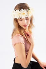 Bloemenkrans Haar Dahlia Wit Witte Bloemen Haarband Diadeem, Ophalen of Verzenden, Nieuw
