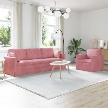 vidaXL bank / zetelstel 2 pcs Roze 228 x 78 x 80 cm Fluweel, Verzenden, Nieuw
