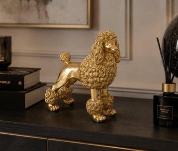 Beeld, Poodle Dog - Luxury Gold - 26 cm - Hars