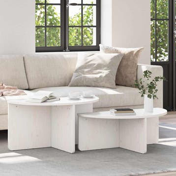 vidaXL Salontafel 2 st Wit 79 x 39,5 x 40 cm Massief, Huis en Inrichting, Verzenden, Nieuw