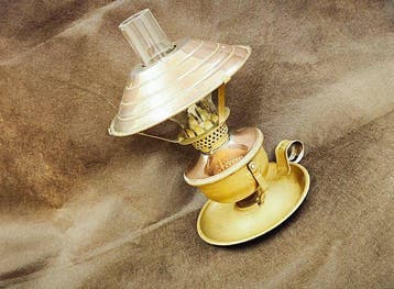 Petroleumlamp - Messing, Koper, Glas - koperen petroleumlamp