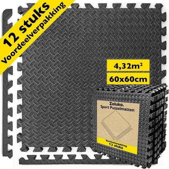 2dekans | Zoluko Puzzelmat - 60x60x1.2 cm - 12 stuks -, Sports & Fitness, Yoga & Pilates, Enlèvement ou Envoi