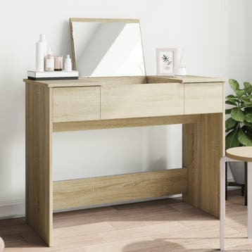 vidaXL Kaptafel met spiegel 100x45x76 cm sonoma eikenkleurig, Verzenden