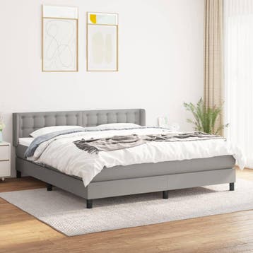 vidaXL Boxspring met matras stof lichtgrijs 180x200 cm, Verzenden