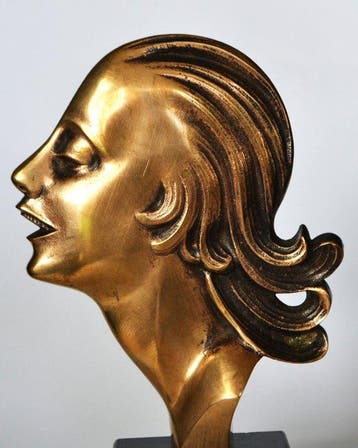 Sculpture, Lady - 19 cm - Marbre, Bronze