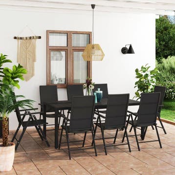 vidaXL 9-delige Tuinset zwart, Verzenden, Nieuw, Tuinset