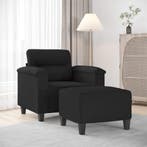 vidaXL Fauteuil met voetenbank 60 cm microvezelstof zwart, Verzenden, Nieuw