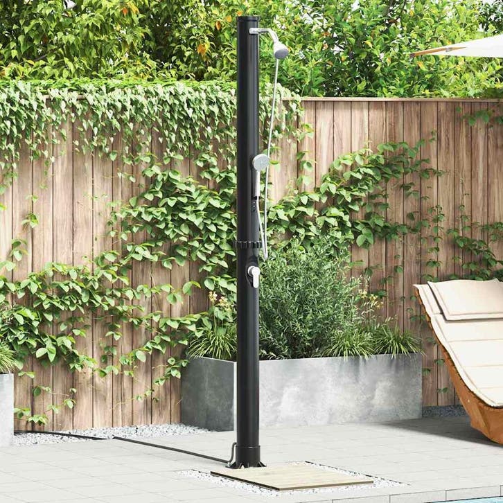 vidaXL Buiten Zonne-douche 20 l PVC en Aluminium Zwart, Tuin en Terras, Zwembaden, Nieuw, Verzenden