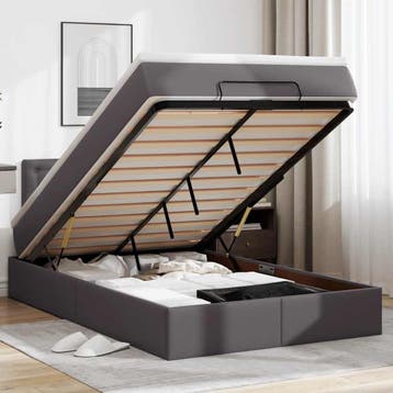 vidaXL Bed poef met matrassen en LEDs 120x190cm kunstleer, Verzenden