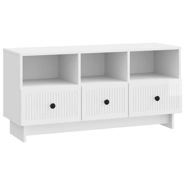 vidaXL TV Kast met lade Hoogglans Wit 102 x 34,5 x 50 cm, Maison & Meubles, Armoires | Mobilier de télévision, Envoi