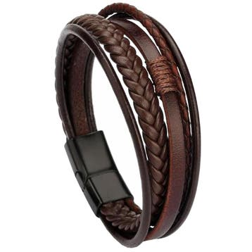 Fako Bijoux - Armband Heren - Bruin 5 Snoeren - Mannen -, Handtassen en Accessoires, Verzenden, Nieuw