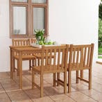 vidaXL 5-delige tuinset 150x90 cm massief teakhout, Verzenden, Nieuw, Tuinset
