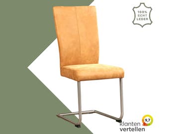 Leren eetkamerstoel Dry - Kenia Cognac (cognac) - Sledepoot, Ophalen of Verzenden