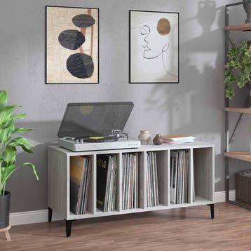 vidaXL Platenkast 100x38x48 cm bewerkt hout grijs sonoma, Huis en Inrichting, Verzenden, Nieuw