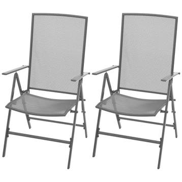 vidaXL Tuinstoelen stapelbaar 2 st staal grijs, Verzenden, Nieuw