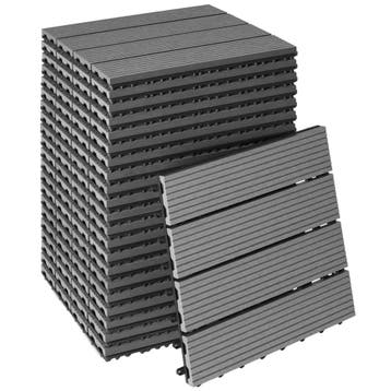 tectake Set terrastegels Tegulas, WPC in houtlook - grijs, S, Verzenden, Nieuw