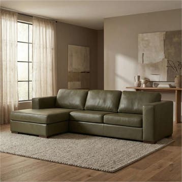 Leren hoekbank Flow - 2,5 zits arm rechts + longchair links, Ophalen of Verzenden