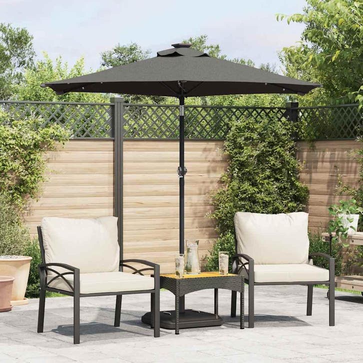 vidaXL Parasol met LEDs en stalen paal 225x225x212cm, Tuin en Terras, Parasols, Nieuw, Verzenden
