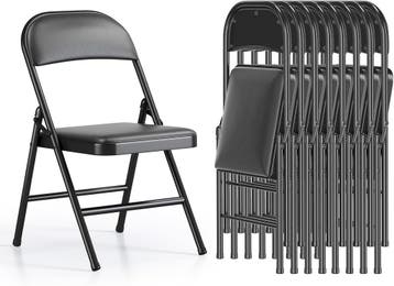 Klapstoelen - Vouwstoelen - Set van 8 - Eettafelstoelen - Zw, Verzenden, Nieuw