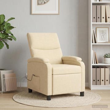 vidaXL Massage Relaxstoel Crèmekleurig Stof, Huis en Inrichting, Verzenden, Nieuw