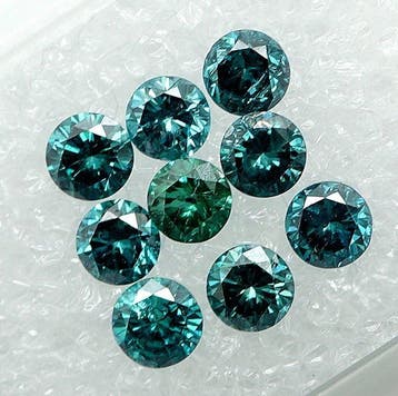 9 pcs Diamant (Traitement de couleur) - 1.05 ct - Rond -, Handtassen en Accessoires, Nieuw