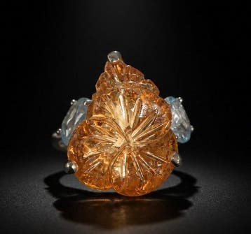 925 zilver, verguld - 15 ct facettiert citrien - Topaas -