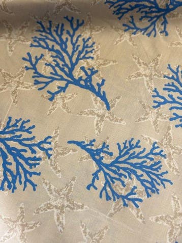 tissu élégant marin méditerranéen avec décor de coraux, Antiek en Kunst