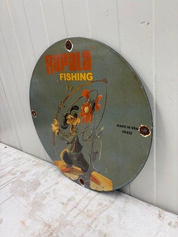 Rapala Fishing emaille reclamebord – cartoon visser – Made